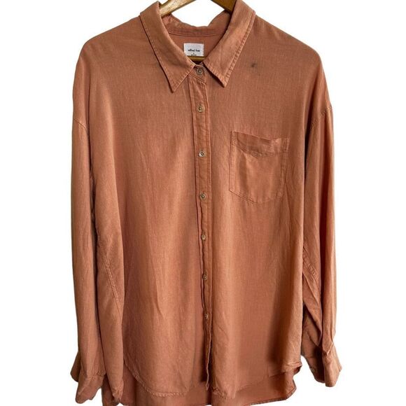 Wilfred Free ~ Salmon colored Linen Blend ~ long-sleeved shirt ~ size Small - Picture 2 of 11